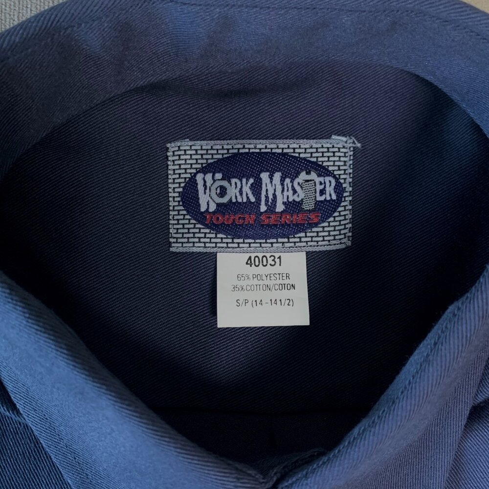 Vintage Work Master Tough Series Long Sleeve Causal Shirt Minimal Navy Classic - Picture 9 of 13